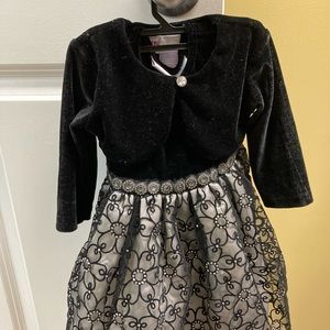 Black party wear dress with a shrug